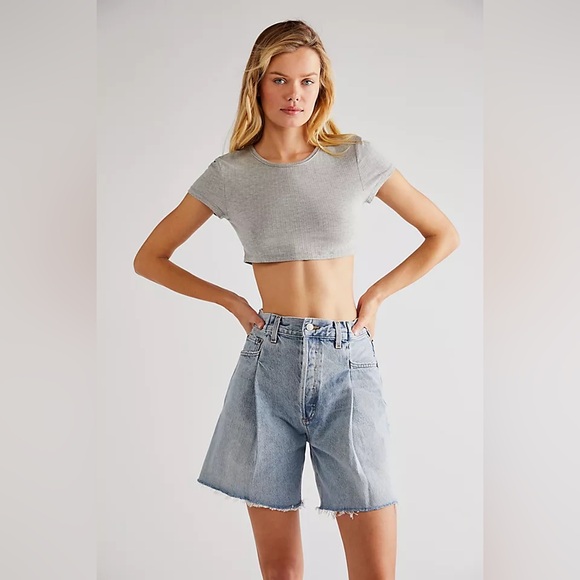 NWT AGOLDE Fold Waistband High Rise Short in Sideline Organic Cotton size 29